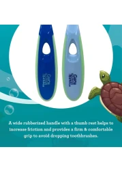 GuruNanda Butter on Gums Toddler Toothbrush with Sand Timer Extra Soft Bristles for Kids Age 2 Toothbrush with Tongue Cleaner Brush Cap 2 Pack