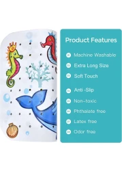 Tubozadi Baby Bath Mat for Tub Kids Non Slip Bathtub Mats Baby Extra Long 40X16 Inch Bathroom Toddler Anti Slip Shower Mat with Suction Cups Drain HolesMachine WashableWhale