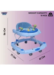Lovely Baby Foldable Kids Walker BW05 with Adjustable Height, Musical Toys, Rotating Wheels, Comfortable &amp; Safe Activity Walker for Toddlers, Small Infant Boy Girl 6-18 months - Blue