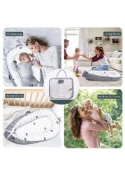 Little Story Soft Breathable Fiberfill Newborn Lounger Bed - Royal Grey