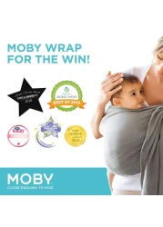 Moby Ring Sling Wrap Carrier HandsFree Versatile Support Wrap for Mothers Fathers and Caregivers Breathable Baby Wrap Carrier for Newborns Infants Toddlers Supports 830 lbs Pewter