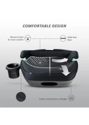 TEKNUM Car Seat I-Size Booster with 4 Reclining Mode &amp; Isofix - Black