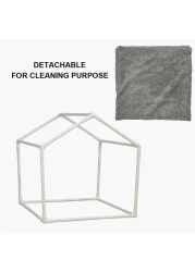 House-design cat shelter with a removable soft mat, Indoor cat bed for medium to large sized cats, Detachable, Easy to cleans and assemble, Anti-slip bottom 42 cm (Grey)