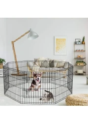 Artmeer Pet Playpen Puppy Playpen Kennels Dog Fence Exercise Pen Gate Fence Foldable Dog Crate 8 Panels 24 Inch Kennels Pen Playpen Options Ideal for Pet Animals Outdoor IndoorBlack 24x24