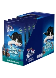 Purina Felix Play Tubes Tuna and Crab Flavours Dry Cat Treats, 50g Pack of 8