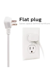 Philips Extension Cord 15 Ft 3Outlet Flat Plug Extension Cord Flat Extension Cord with Multiple Outlets 2 Prong Extension Cord Safety Slide Long Extension Cord 1 Pack White SPS1032WE27