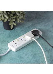 Olsenmark 4 Way Power Socket with Individual Switches- OMES1728D/ Equipped with PP Fire Proof Housing, Copper Parts, and Child Safety Shutter/ 3-meter Extension Cord, Ideal for Home, Office,