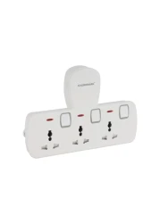Olsenmark 3 way Universal Wall Socket with Individual Switches- OMES1859D/ Equipped with PP Fire Proof Housing, Copper Parts, and Child Safety Shutter/ Ideal for Home, Office
