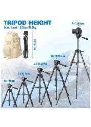 Camera Tripod DSLR Camera Tripod With Plates For Lightweight Video Tripod Stand For Travelling Phone Tripod With Fluid Head Phone Holder Wireless Remote Max Load