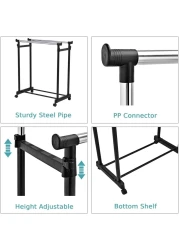 Fitto Clothes Drying Foldable Stand - Adjustable &amp; Space-Saving, Black, Portable Laundry Rack for Indoor &amp; Outdoor Use