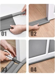 Fitto Under Door Draft Stopper &ndash; Adjustable Grey &amp; Black Door Seal for Energy Efficiency, Noise Reduction, and Pest Control &ndash; Easy Installation for All Door Types