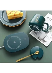 FITTO Coffee Mug Warmer with Mug, Electric Mug Warmer for Desk with Auto Shut-Off – Perfect for Keeping Coffee, Tea, Milk Warm, Compact Design, Includes Cup & Spoon – Ideal Gift for Home & Office