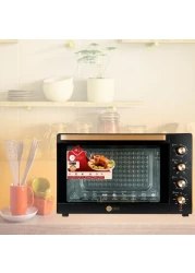 AFRA Electric Oven Toaster, 45L, 2800w Convection Rotisserie &amp; Oven Lamp, 4 Knobs Tray, Rack, Handle, 7-Functions Control, Adjustable Thermostat 70 To 250C, AF-4517OTBK, 2-Year Warranty