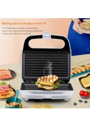 صانعة الساندويتشات والمحمصة المصنوعة من الفولاذ المقاوم للصدأ – شواية كهربائية مع لوحة غير لاصقة قابلة للإزالة لسهولة التنظيف، مثالية للطهي