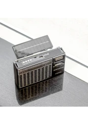 Olsenmark Portable Radio with 3 Band - Rechargeable Battery, Bluetooth USB, TF, &amp; MP3, Comfortable Handle, Karaoke Function - Recorder - Microphone Retro Style Radio, 2 Years Warranty