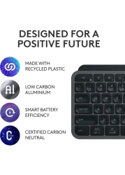 MX Keys S Advanced Wireless Illuminated Keyboard (Graphite) US International English Layout Keyboard for Windows PC, Linux, Chrome, Mac