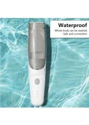 ماكينة قص شعر الأطفال مع مكنسة كهربائية - ماكينة قص شعر فائقة الهدوء ومقاومة للماء للأطفال، آمنة ولطيفة، لا تسبب الفوضى، ماكينة قص شعر كهربائية قابلة لإعادة الشحن