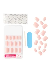 كيس جل فانتازي كالر أظافر إصطناعية مع أشرطة لاصقة - وردي 24 قطعة