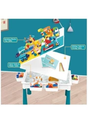 Kids Activity Table and Chair Set Multi Activity Table with Storage 155pcs Building Blocks Table Compatible with Classic Bricks Craft Learn Play Water Sand Table for Boys Girls
