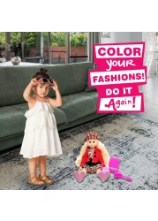 Kidwala blond hair poseable doll with hat, leopard dress &amp; red jacket pretty angelia 14inch size with accessories toys for girls