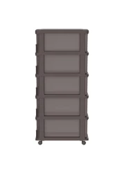 كوزموبلاست سيدارغرين خزانة تخزين من 5 طبقات مع أدراج وعجلات مقاس 50 × 40 × 114 سم - بني داكن