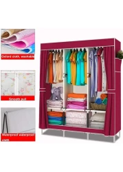 Portable Fabric Wardrobe with Hanging Rail &amp; Side Pockets &ndash; Foldable Canvas Closet Organizer for Clothes &amp; Shoes, Bedroom Storage Solution