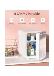 Skincare Fridge With Dimmable LED Light Mirror, 4L Makeup Mini Fridge for Bedroom, Car, Office &amp; Dorm, Cooler &amp; Warmer, Portable Small Refrigerator