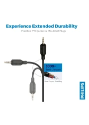 فيليبس SWA2529W / 10 سلك ستيريو 3.5 ملم للدبلجة 1.5 متر- أسود.