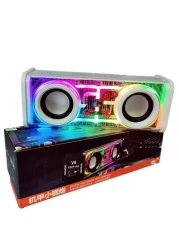 V8 Bluetooth Speaker, Dual Speakers, High Power Subwoofer, White