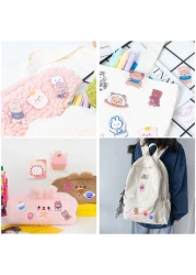 60 Pcs Acrylic Cute Pins Set for Backpacks Aesthetic Cartoon Kawaii Sheep Dog Rabbit Bear Girl Brooch Pin for Clothing Bags Jackets Hat Bag Accessories