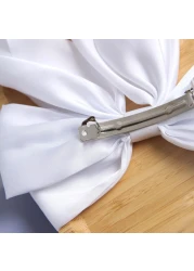 SUSULU Hair Bows for Women Oversized Black White Hair Bow Clips Big Hair Bow Long Tail Large Satin Silky Hair Ribbon Bow Clip Ponytail Hair Accessories for Adult TeensPack of 2