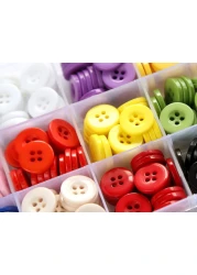 GANSSIA 58 Inch 15mm Mix 15 Colors Buttons for Sewing 4 Holes Resin Button for Crafts Scrapbooking Pack of 300 PCS with Box Each Color 20 PCS