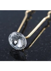 Bridal Wedding Prom Party Set Of 6 Gold Plated Crystal Bead Hair Pins