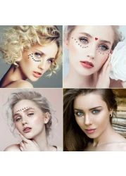 10 Sheets Eye Body Face Gems Rhinestone Stickers Self Adhesive Rhinestones Rainbow Face Gems for Women Festival Accessory and Nail Art Decorations Starlight style