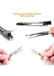 65Pcs Duck Billed Hair Clips for Styling Sectioning Metal Silver Alligator Clips for Women 3 Sizes for Roller Pin Curl Loc Clips for Retwist Salon Barber Bows DIY