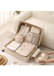 مجموعة تخزين السفر وتنظيم الأمتعة من Mei Homecenter مكونة من 7 قطع - حقائب تعبئة الملابس للسفر، باللون الوردي