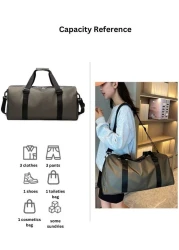 Mei Stylish Large Capacity Unisex Sports Gym Travel Duffle Bag with Shoulder Strap, Black