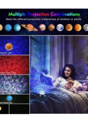 3 in 1 Galaxy Starry Night Light Projector LED Ocean Wave Nebula Clouds with Remote Control, Bluetooth Speaker, and Star Light for Nursery, Baby, Ceiling, and Bedroom Birthday Party Wedding