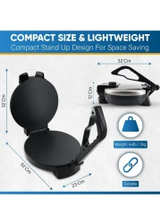 صانعة التورتيلا الكهربائية - آلة صنع الروتي المصنوعة من الفولاذ المقاوم للصدأ بقوة 1800 واط مع ألواح غير لاصقة، تسخين على الوجهين، توزيع متساوي للحرارة للتورتيلا والروتي