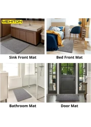 MEKITON - Premium Bathroom and Door Mat - Super Absorbent, Non-Slip, Quick Drying, Soft Plush Surface, Ideal for Entryways, Kitchens, and Bathrooms - 75 x 45 cms (Gray)