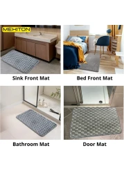 MEKITON - Premium Bathroom and Door Mat - Super Absorbent, Non-Slip, Quick Drying, Soft Plush Surface, Ideal for Entryways, Kitchens, and Bathrooms - 75 x 45 cms (Gray)