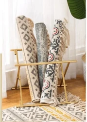 Mei Homecenter Ethnic Style Handwoven Tassel Carpet For Living Room Bedroom, Multicolor (Size 60&times;90CM)