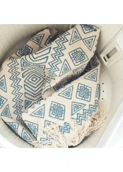 Mei Homecenter Ethnic Style Handwoven Tassel Carpet For Living Room Bedroom, Light Blue (Size 60&times;90CM)