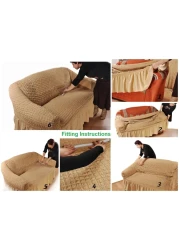 Jacquard Fabric Stretchable Two Seater Sofa Cover Chocolate Brown