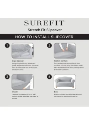 SureFit SF39058 Stretch Pinstripe Recliner Slipcover One Piece Form Fit 94 Polyester 6 Spandex Machine Washable Cream