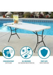 Generic Class Dn-Bm0 Heavy Duty Folding Table Centerfold, Ideal For Crafts, Outdoor Events, Convenient Carry Handle, 6-Feet, White - Cldnbm09, 180*70 cm