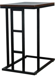 Panax C Shaped End Table, Side Table for Couch and Bed, Small Side Table for Small Spaces, Living Room, Bedroom, Rustic Snack Table (Rustic Brown)