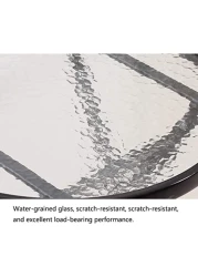 Yulan Iron Retro Outdoor Indoor Simple Folding Table Small Tempered Corrugated Glass, Transparent Ripple, Square, 629