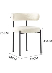 Jeffcoco Furniture Luxurious Modern Dining Chairs - Stainless Steel Leg, Lamb Wool Single Lounge Chair for Hotel, Restaurant, and Office - High-End Living Room Seating (White)