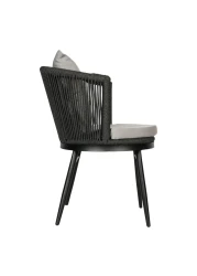 Jeffcoco Furniture Garden Lounge Seat Set,Outdoor Chair with Cushions,Patio Outdoor Balcony Seat,Grey Outdoor Sofa Furniture Handmade Rope (Chair)